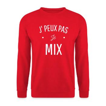JE PEUX PAS JE MIX idée cadeau dj humour - Sweat-shirt Unisexe - rouge - Devant - Alina (178cm) & Michal (187cm)