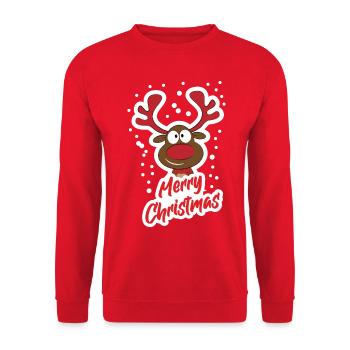 merry christmas - Unisex Pullover - Rot - Vorne - Alina (178cm) & Michal (187cm)