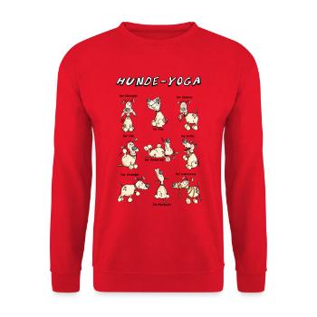 Hunde Yoga - Unisex Pullover - Rot - Vorne - Alina (178cm) & Michal (187cm)