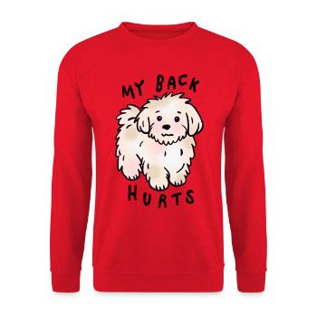 Fluffy Maltese Dog – Cute Cartoon Dog - Unisex Sweatshirt - red - Front - Alina (178cm) & Michal (187cm)