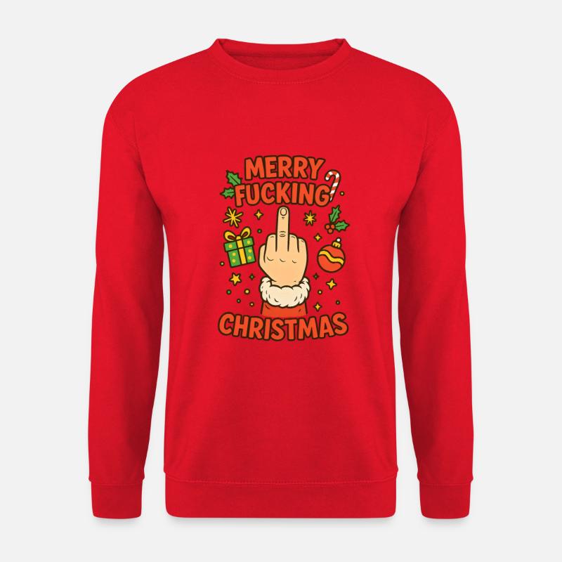 Merry Fucking Christmas Mittelfinger - Unisex Pullover - Rot