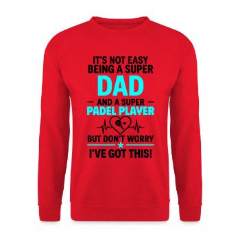 Herz + Padel – Super Papa Padelspieler - Unisex Pullover - Rot - Vorne - Alina (178cm) & Michal (187cm)