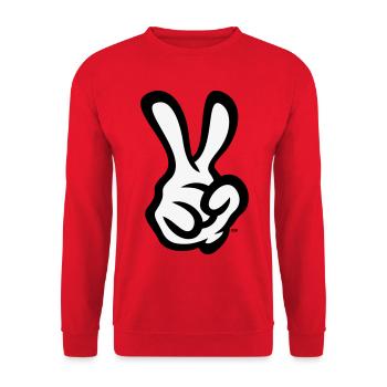 Victory Hand Sign (Right Hand / POS / 2C) - Unisex Sweatshirt - red - Front - Alina (178cm) & Michal (187cm)