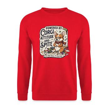 Powered By Corgi Attitude And Spite Funny Dog - Unisex Sweatshirt - red - Front - Alina (178cm) & Michal (187cm)