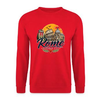 Rom – Eternal City - Unisex Pullover - Rot - Vorne - Alina (178cm) & Michal (187cm)