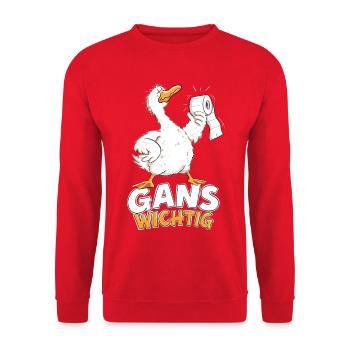 Gans Wichtig Klopapier Gänse Wortspiel Humor - Unisex Pullover - Rot - Vorne - Alina (178cm) & Michal (187cm)