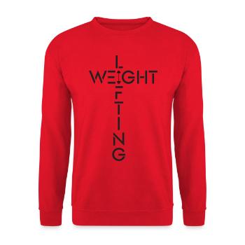 Gewicht Heber Design - Weight-Lifting - Unisex Pullover - Rot - Vorne - Alina (178cm) & Michal (187cm)