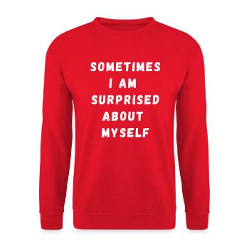 surprise myself - Unisex Pullover - Rot - Vorne - Alina (178cm) & Michal (187cm)