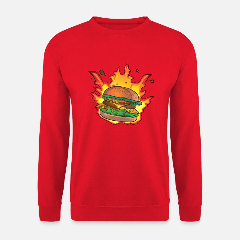 Burning Burger / Cheeseburger - Unisex Pullover - Rot