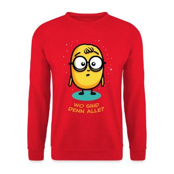 Wo Sind Denn Alle - dunkel - Unisex Pullover - Rot - Vorne - Alina (178cm) & Michal (187cm)