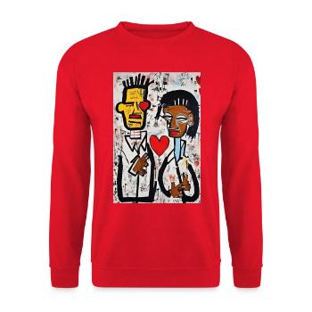 Helle urbane Liebe" - Unisex Pullover - Rot - Vorne - Alina (178cm) & Michal (187cm)