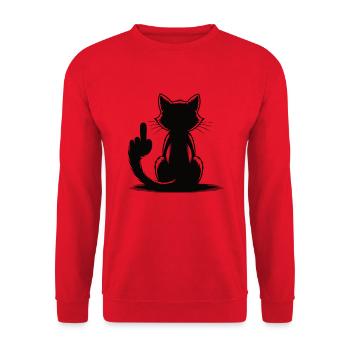 Cat Middle Finger Funny Waving Cat - Unisex Sweatshirt - red - Front - Alina (178cm) & Michal (187cm)