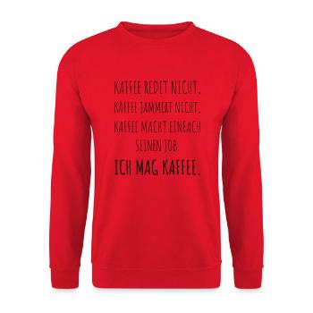 Ich mag Kaffee - Unisex Pullover - Rot - Vorne - Alina (178cm) & Michal (187cm)