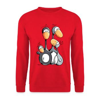 Famille Pingouin mignon - Sweat-shirt Unisexe - rouge - Devant - Alina (178cm) & Michal (187cm)