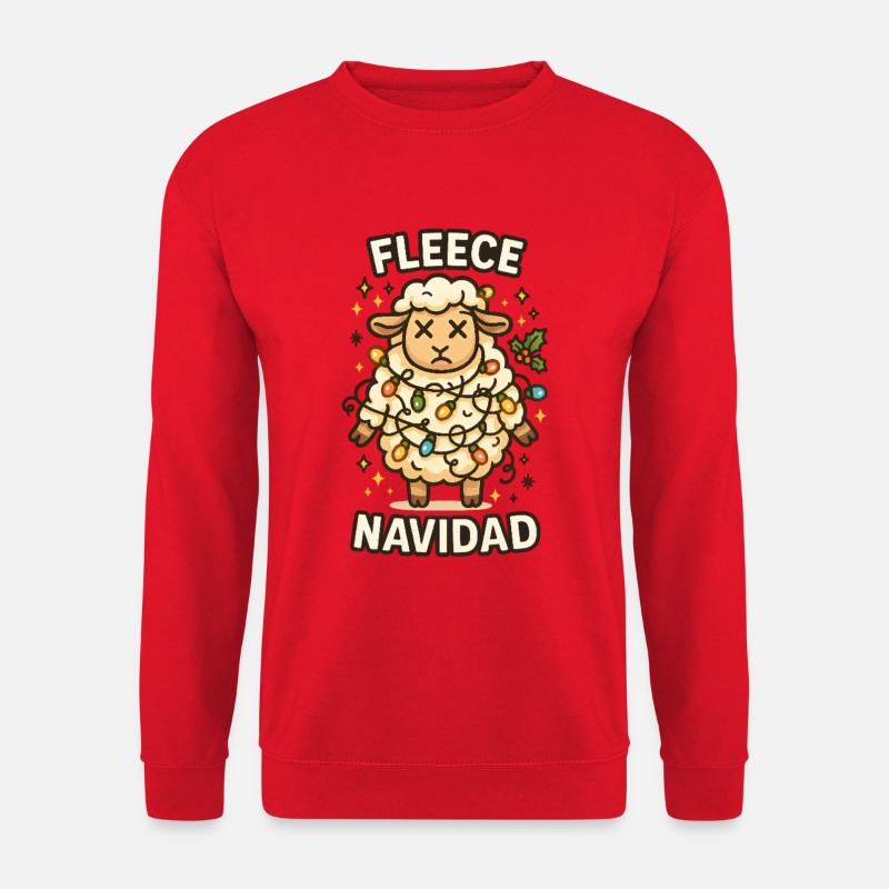 Fleece Navidad Weihnachts Schaf - Unisex Pullover - Rot