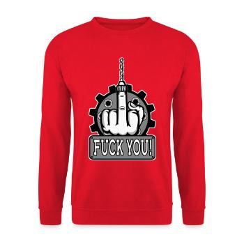 Va te faire foutre Drill Design Gray - Sweat-shirt Unisexe - rouge - Devant - Alina (178cm) & Michal (187cm)