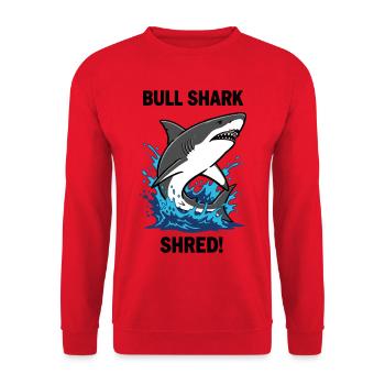 Bulldog Shark Shred Shark Sea Bull - Unisex Sweatshirt - red - Front - Alina (178cm) & Michal (187cm)