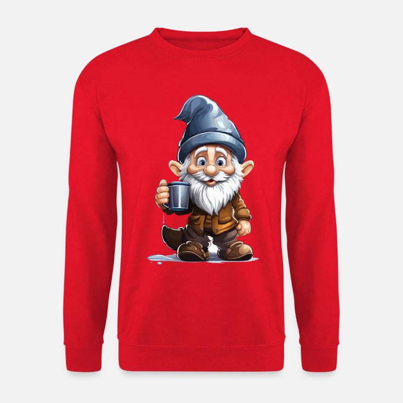 Gnom mit Kaffee Becher - Unisex Pullover - Rot