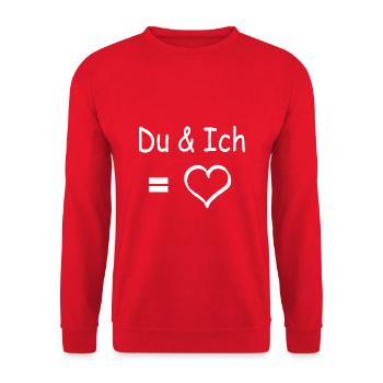Ich liebe Dich Herz - Unisex Pullover - Rot - Vorne - Alina (178cm) & Michal (187cm)