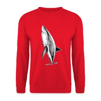 Weißer Hai - Weißer Hai - Unisex Pullover - Rot - Vorne - Alina (178cm) & Michal (187cm)