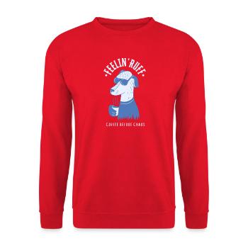 Feelin' Ruff – Coffee Before Chaos - Unisex Sweatshirt - red - Front - Alina (178cm) & Michal (187cm)