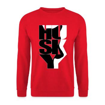 Husky dog face on black and white contrast - Unisex Sweatshirt - red - Front - Alina (178cm) & Michal (187cm)