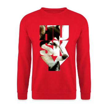 Husky graphic with typography - Unisex Sweatshirt - red - Front - Alina (178cm) & Michal (187cm)