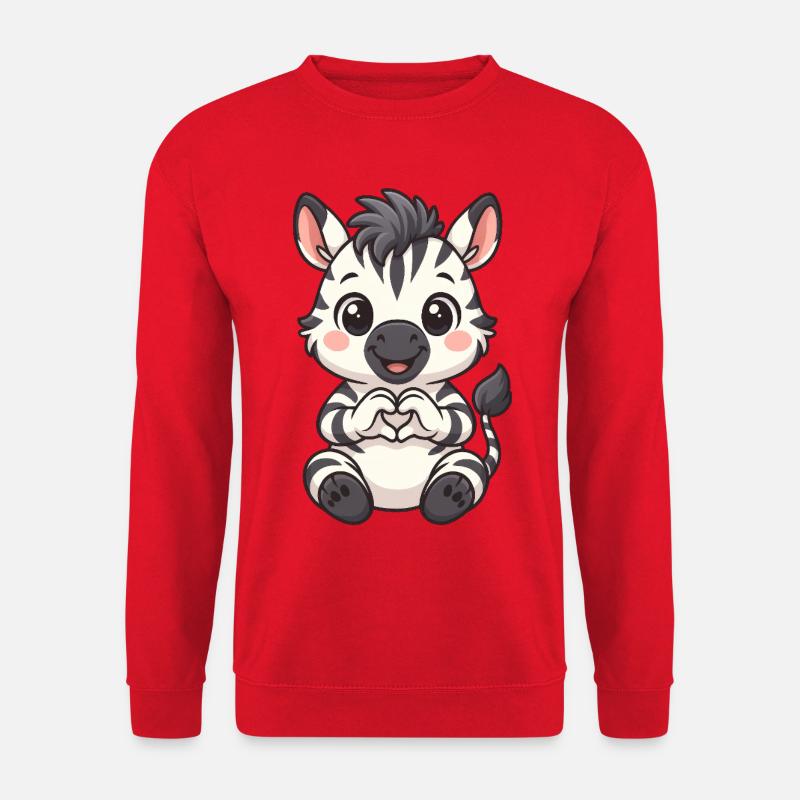 Süßes Zebra mit Herzhänden - Unisex Pullover - Rot