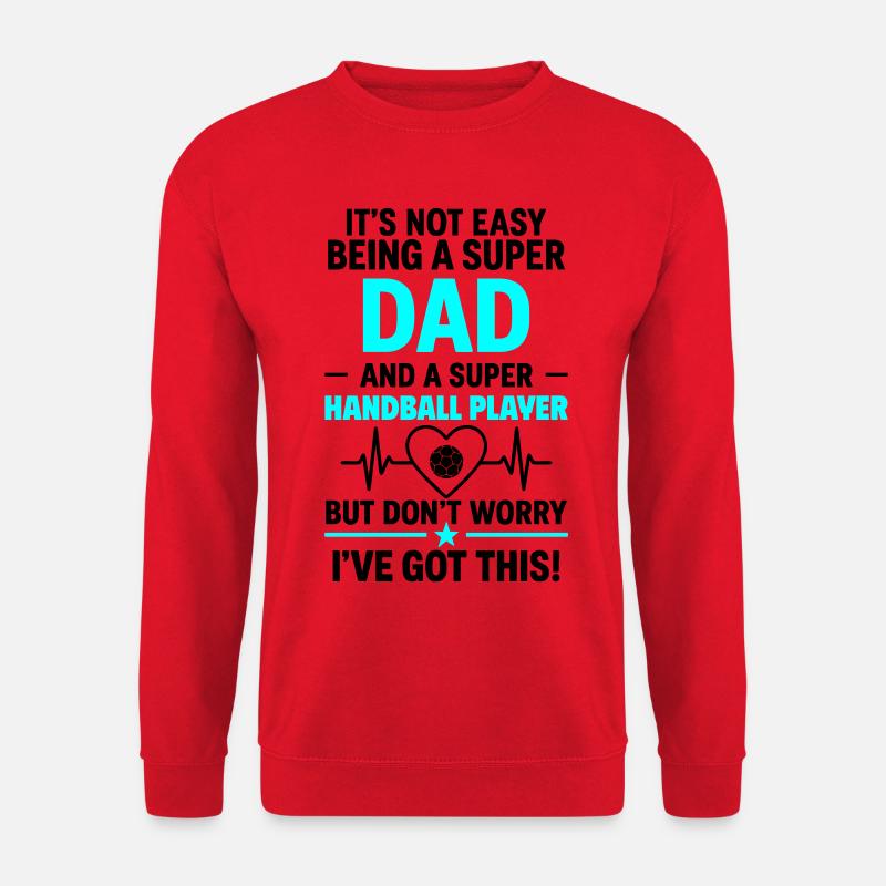 Herz + Handball – Super Papa Handballspieler - Unisex Pullover - Rot