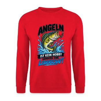 Angeln: Leidenschaft statt Hobby - Unisex Pullover - Rot - Vorne - Alina (178cm) & Michal (187cm)