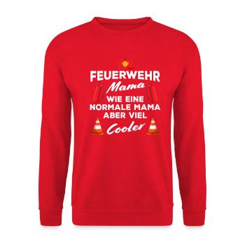 Feuerwehrfrau Mama Feuerwehr Mutter Muttertag - Unisex Pullover - Rot - Vorne - Alina (178cm) & Michal (187cm)