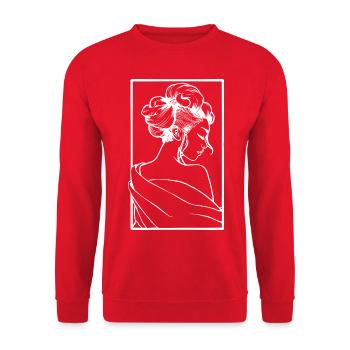 Geisha Weiß - Unisex Pullover - Rot - Vorne - Alina (178cm) & Michal (187cm)