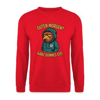 Early Bird Very Thin Office Saying - Unisex Sweatshirt - red - Front - Alina (178cm) & Michal (187cm)
