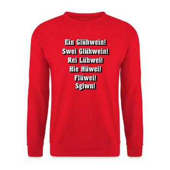 Ein swei Glühwein lustig saufen besaufen besoffen - Unisex Pullover - Rot - Vorne - Alina (178cm) & Michal (187cm)