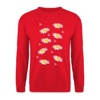 weiße Margariten - der Frühling ruft - Unisex Pullover - Rot - Vorne - Alina (178cm) & Michal (187cm)