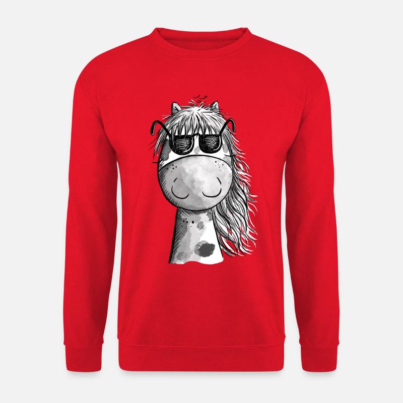 Cooles Pferd mit Sonnenbrille - Unisex Pullover - Rot