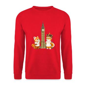 Faul und grummelig in London - Unisex Pullover - Rot - Vorne - Alina (178cm) & Michal (187cm)