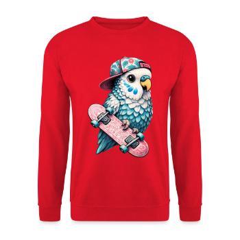 Cool Skateboard Bird with Cap – Streetstyle Desi - Unisex Sweatshirt - red - Front - Alina (178cm) & Michal (187cm)