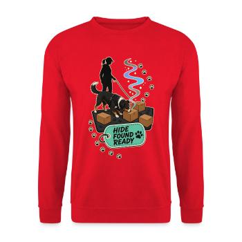 HIDE FOUND READY Dog - Unisex Sweatshirt - red - Front - Alina (178cm) & Michal (187cm)