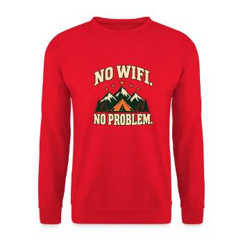 No WiFi. No Problem. – Retro-Campingmotiv - Unisex Pullover - Rot - Vorne - Alina (178cm) & Michal (187cm)