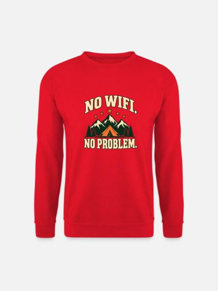 No WiFi. No Problem. – Retro-Campingmotiv - Unisex Pullover - Rot