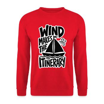 Segeln – Wind Makes the Itinerary - Unisex Pullover - Rot - Vorne - Alina (178cm) & Michal (187cm)