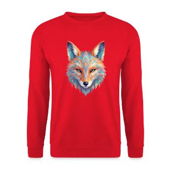 Schöner gestalteter Fuchskopf - Unisex Pullover - Rot - Vorne - Alina (178cm) & Michal (187cm)
