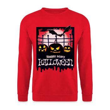Halloween Pumpkin Bat, Halloween Costume - Unisex Sweatshirt - red - Front - Alina (178cm) & Michal (187cm)