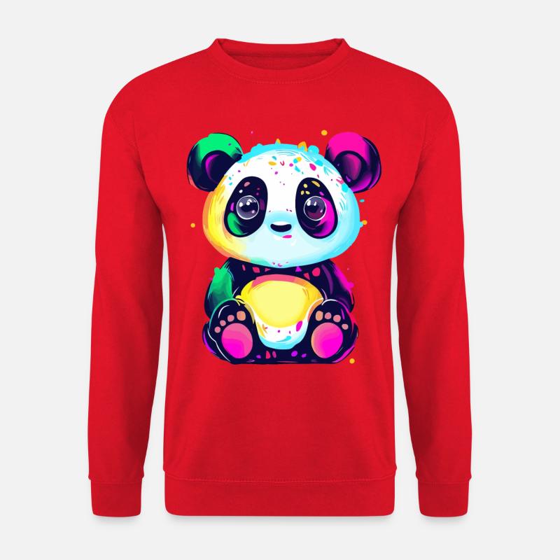 Niedlicher kreativer bunter Panda - Unisex Pullover - Rot
