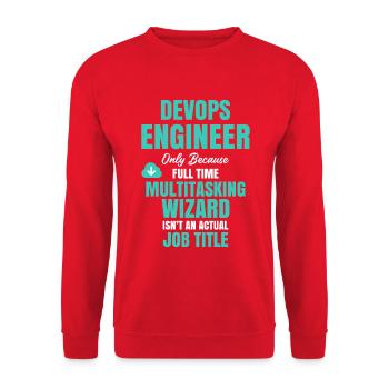 DevOps Engineer Multitasking Wizard - Unisex Sweatshirt - red - Front - Alina (178cm) & Michal (187cm)
