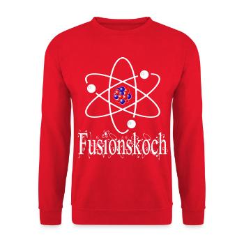 Fusionskoch - Koch - kochen - Labor - Chemiker - Unisex Pullover - Rot - Vorne - Alina (178cm) & Michal (187cm)