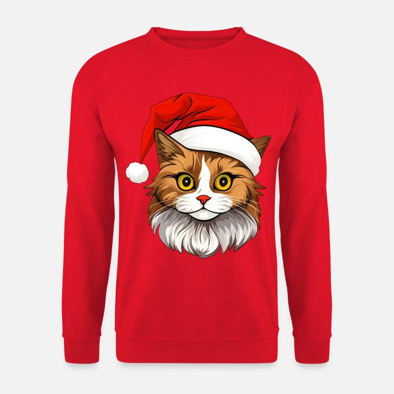 Katze Weihnachten - Unisex Pullover - Rot