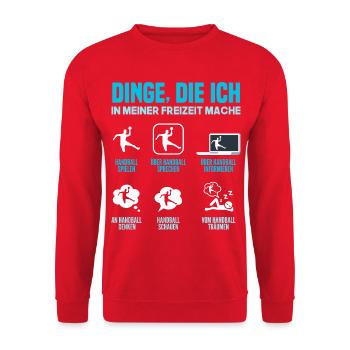 Handball Handballer Handball Trainer Fan Geschenk - Unisex Pullover - Rot - Vorne - Alina (178cm) & Michal (187cm)