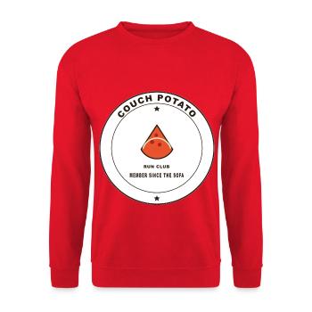 Couch Potato Laufclub Logo - Unisex Pullover - Rot - Vorne - Alina (178cm) & Michal (187cm)